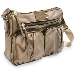 Adrienne Vittadini Nylon Crossbody Shoulder Bag Tan/Taupe